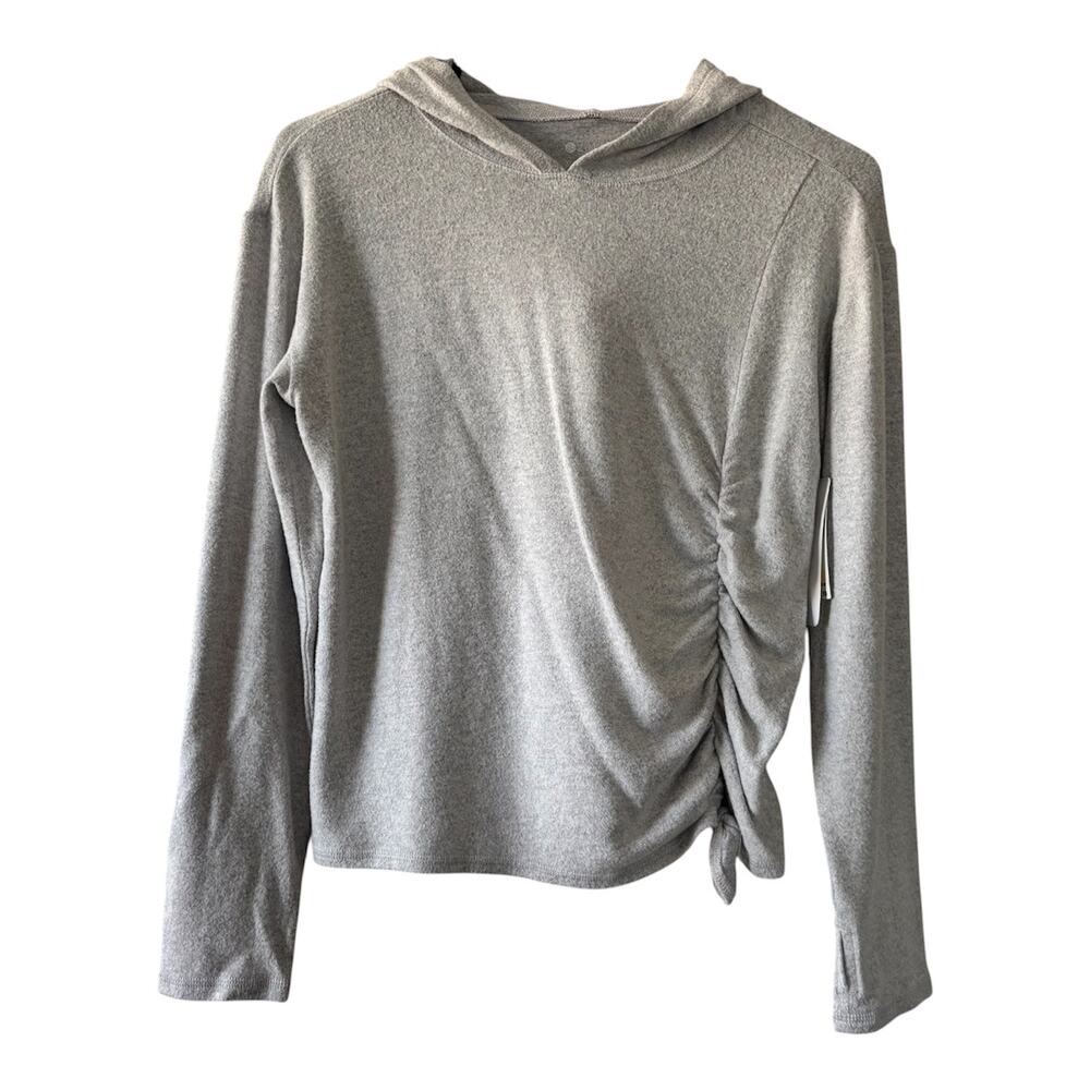 Zella Super Soft Side Tie Hoodie Sweater Size Girls XL 14/16 Heather Grey NWT